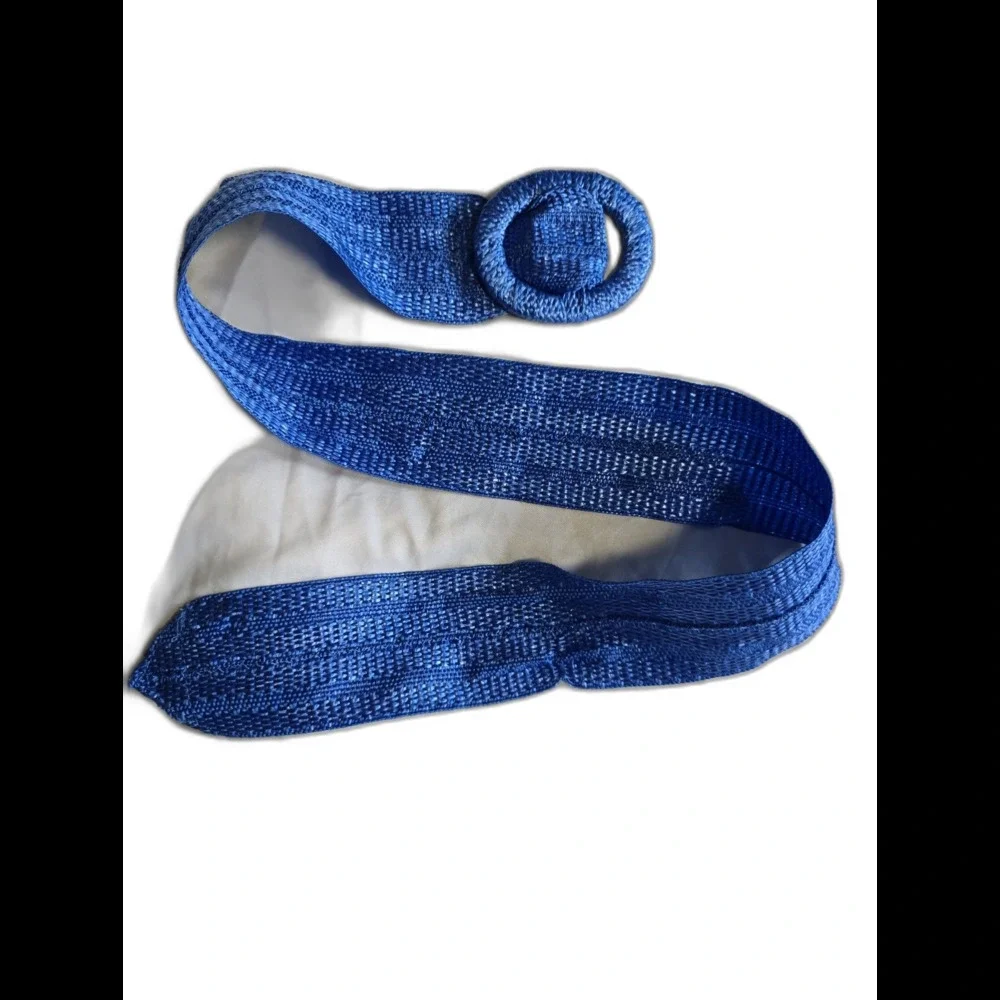 Vintage Straw Royal Blue Waist Belt